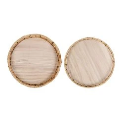 SEMA DESIGN Lot De 2 Plateaux En Typha Et Bois