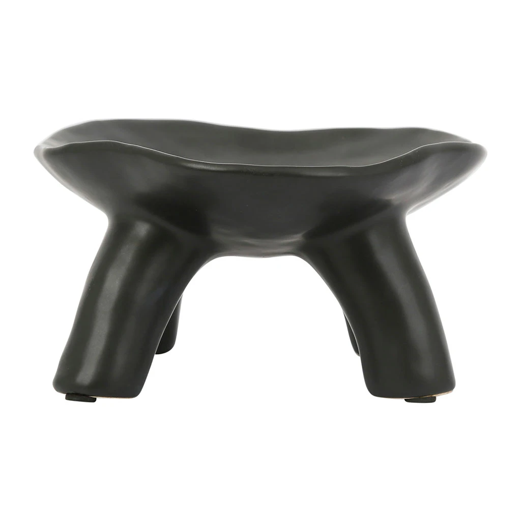 SEMA DESIGN Plateau Sur Pied En Grès Noir - Face