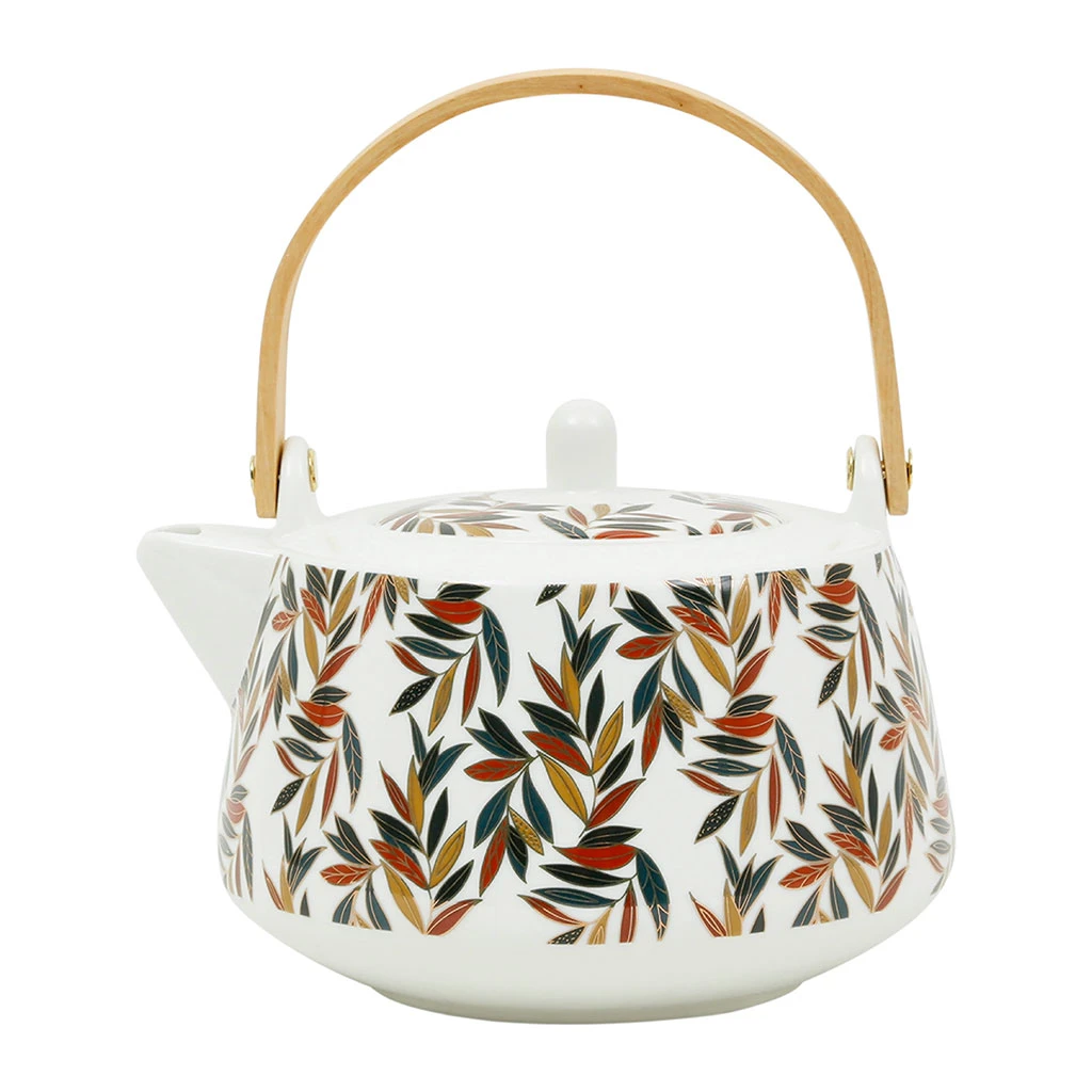 SEMA DESIGN Theiere En Porcelaine Blanc Et Feuille - Exaltation