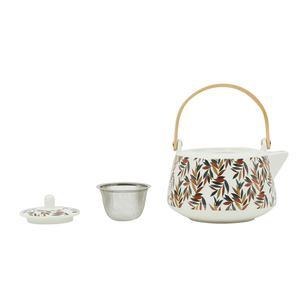 SEMA DESIGN Theiere En Porcelaine Blanc Et Feuille - Exaltation – Image 4