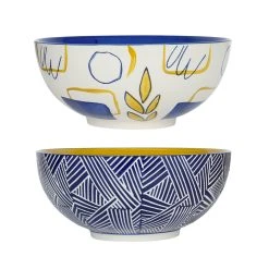 SEMA DESIGN Lot De 2 Saladiers En Grès Bleu - Arty Folk Bleu