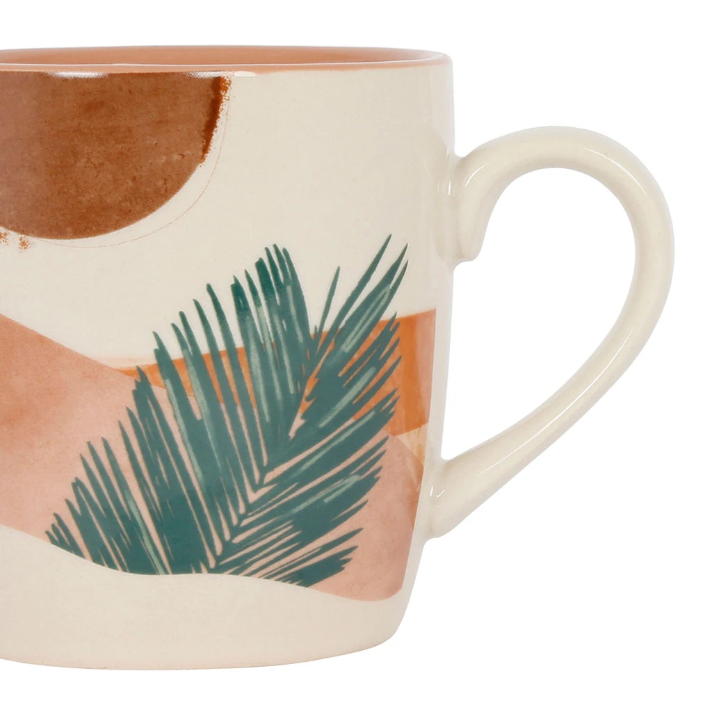 SEMA DESIGN Mugs X2 Terracotta Et Vert 30cl En Porcelaine - Sweet Leaves – Image 2