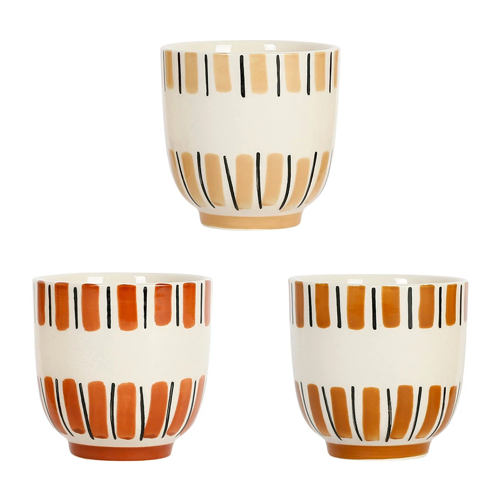 SEMA DESIGN Gobelets X3 Rayés Terracotta 17.5cl En Grès - Madeira