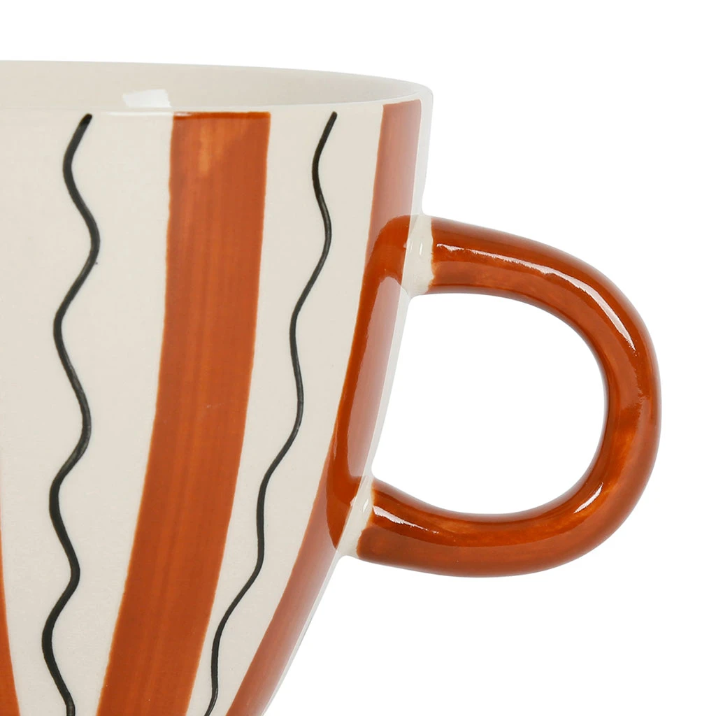 SEMA DESIGN Tasses à Déjeuner X3 Rayés Terracotta 60cl En Grès - Madeira – Image 2