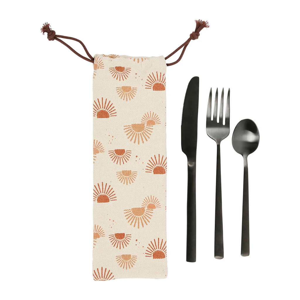 SEMA DESIGN Couverts En Inox Ă Emporter Avec Pochette Terracotta-terre Brulee