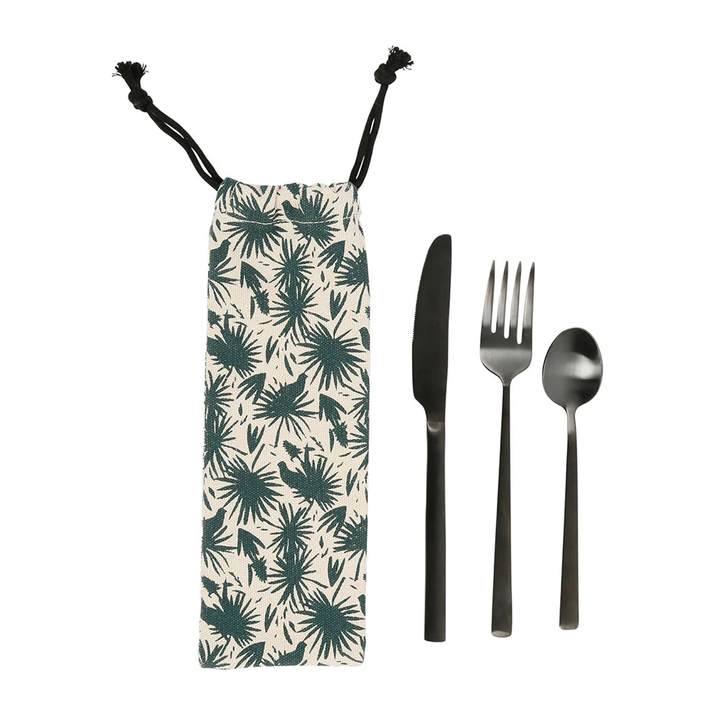 SEMA DESIGN Couverts En Inox Ă Emporter Avec Pochette Palmea -terre Brulee